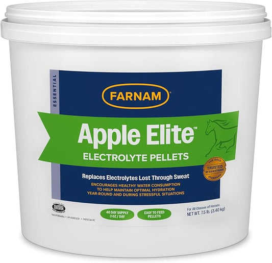 Farnam Apple Elite Electrolyte Supplement for Horses, Replaces Vital Minerals, Encourages Hydration, No Added Sugar, 7.5 lb, 40 Day Supply-PurrikoPets