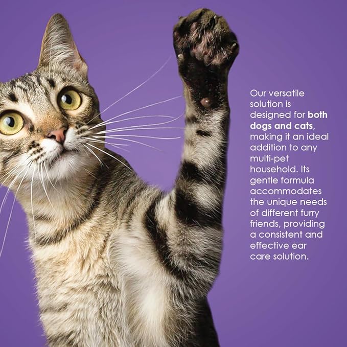 Ear Cleansing Solution with Aloe Vera for Dogs & Cats, Anti-Irritant Formula with Neutral pH and Aloe Vera, Deodorize & Gently Clean - 8 fl oz-PurrikoPets