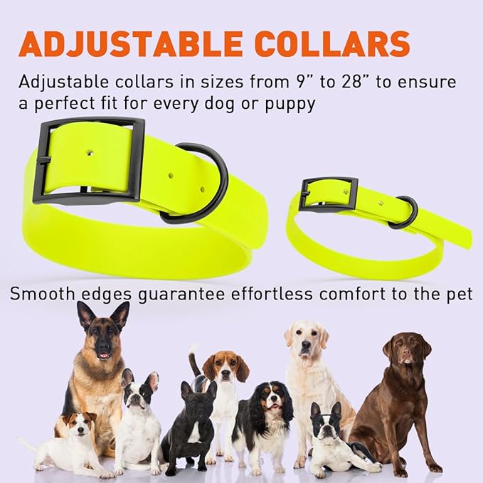Dogline Biothane Waterproof Dog Collar Strong Coated Nylon Webbing with Black Hardware Odor- Proof for Easy Care Easy to Clean High Performance Fits Small Medium or Large Dogs, Safety Yellow-PurrikoPets
