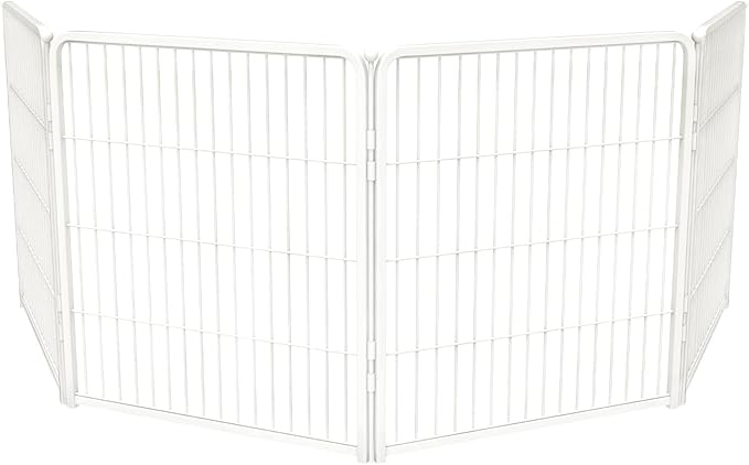 FXW Homeplus Unleashed Indoor Dog Playpen - Stress-Free and Safe Play, Heavy Duty 32 Inch 4 Wire Panels Dog Pen for Puppy and Small Dogs, White│Patented-PurrikoPets