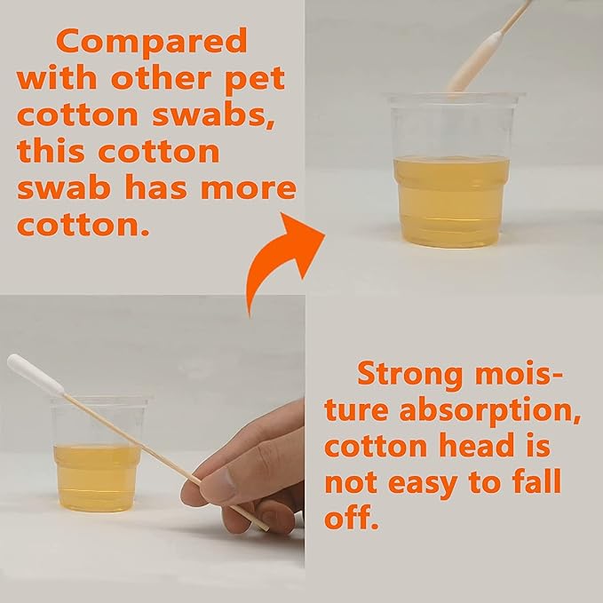 6 Inch Long Cotton Swabs of Medium and Large Pets Ears Cleaning or Makeup 200pcs-PurrikoPets