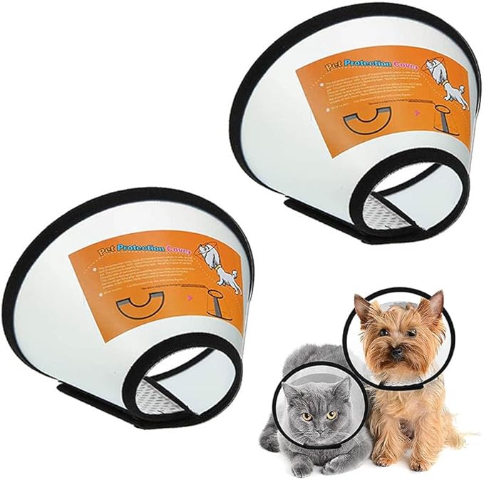 2 Pack Cat Cones to Stop Licking, Pet E Collar Pet Cone for Kitten Cones After Surgery, Cat Elizabethan Collar Puppy Head Cone Recovery Cone for Cats Kitten Puppy (Size M, 6#)-PurrikoPets