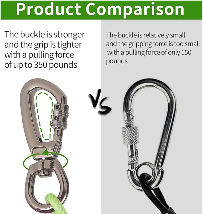 Dog tie Out Cable, 10/20/25/30/50/70/100 feet, Suitable for Dogs up to 350 pounds, Dog Cable with Swivel Buckle, Lightweight, Non-Winding, for Outdoor Camping, Yard Dog Cable (Green, 100FT)-PurrikoPets