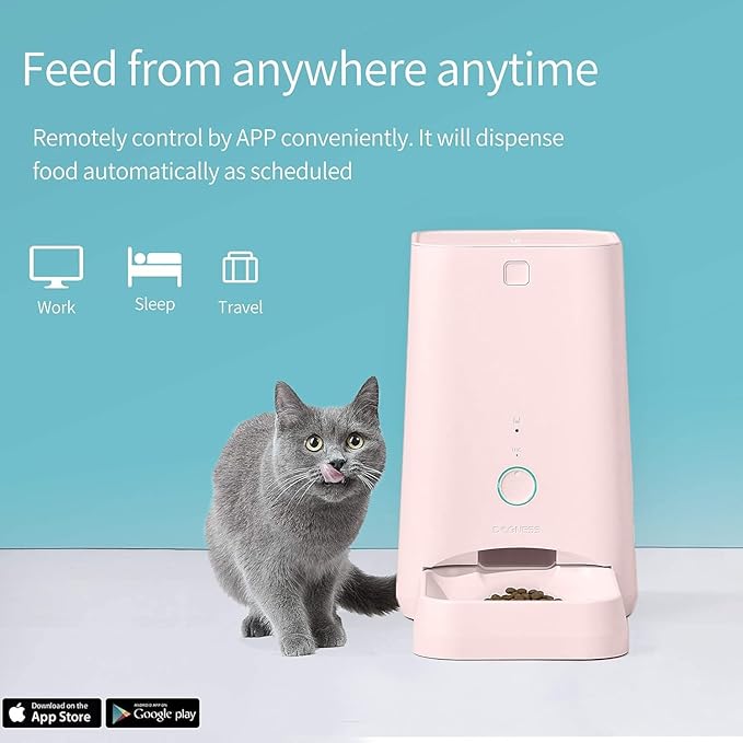 DOGNESS 6L Smart Feeder, Wi-Fi Enabled Pet Feeder for Cat and Dog, Smartphone App for iOS and Android, Portion Control, Fresh Lock System Auto Food Dispenser Pink-PurrikoPets