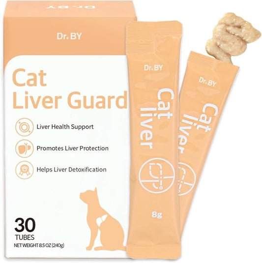 Dr.by Cat Liver Guard Squeezable Liver Supplement for Cats Feline Hepatic Support with Milk Thistle, Artemisia annua(SPB-201), Taurine lickable Formula Individually Packaged-PurrikoPets