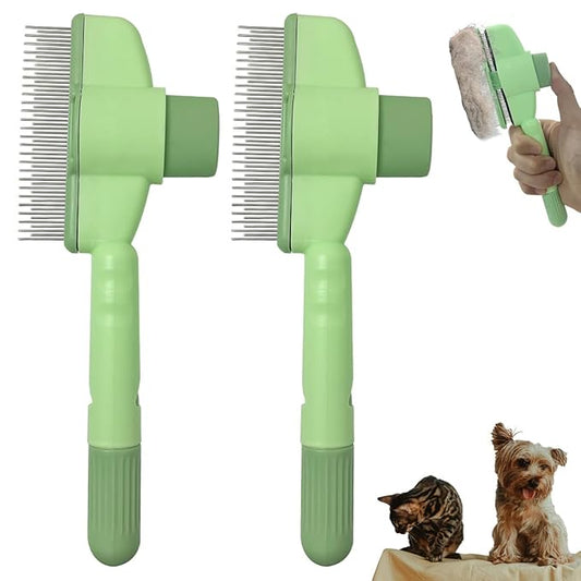 2PCS Cat Comb Dog Hair Comb，Pet Grooming Cleaning Comb，Pet Hair Removal Tool with Release Button-PurrikoPets