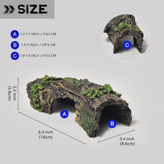 Fish Tank Decorations - Large Aquarium Decorations Air Bubbler Tree Fish House for Betta Hideout Caves Buddha Decor Temple Ruins Arched Betta Fish Accessories Reptile House Shelter Decor (Wood B-S)-PurrikoPets