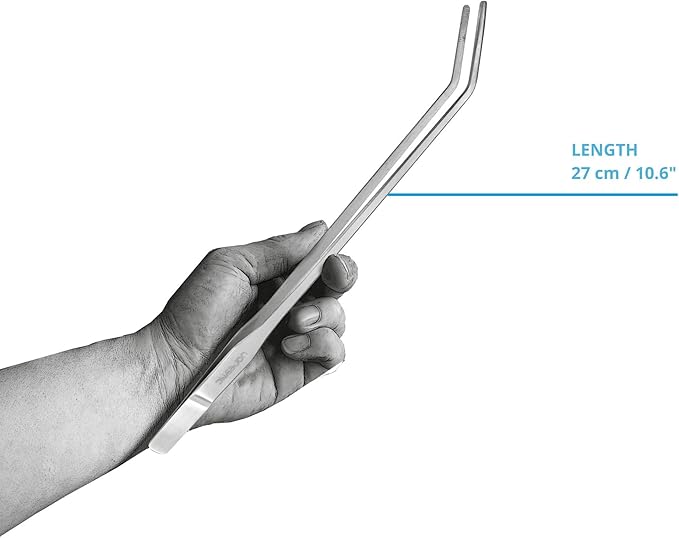 2 Pcs 10.6 Inches Heavy Duty Reptile Feeding Tongs, Long Aquarium Tweezers, Straight and Curved Long Tweezers for Aquarium and Terrarium-PurrikoPets