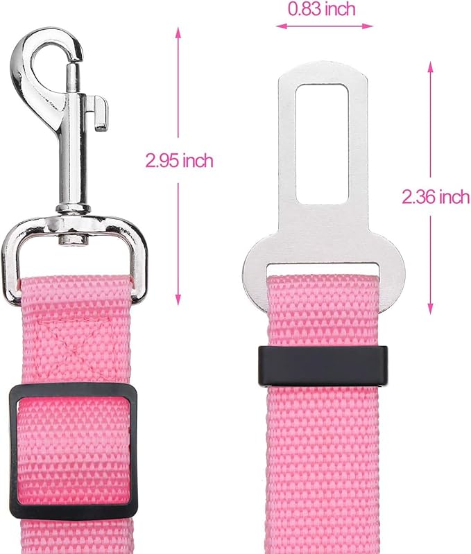 Elisel Elisel 2 Packs Adjustable Length Pet Dog Cat car seat Belt Pet seat Belt Pet Accessories for Dogs Cats and Pets (Pink)-PurrikoPets