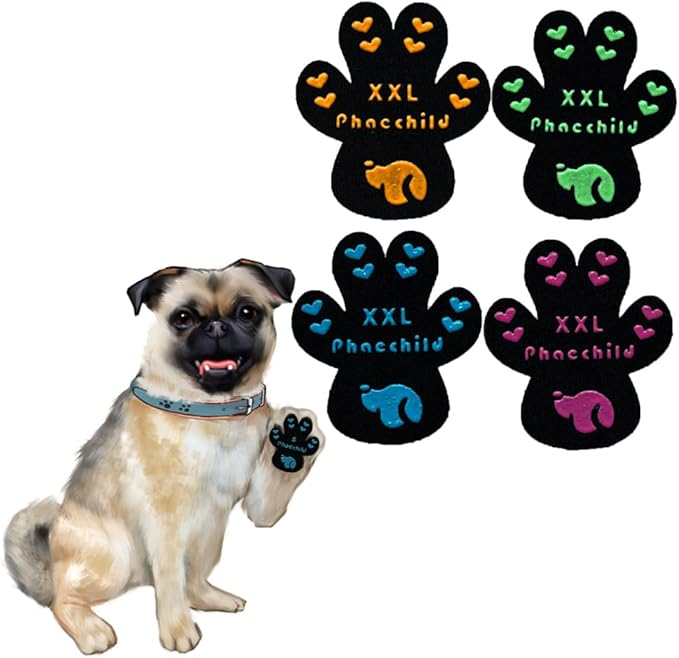 Dog Paw Pads Anti-Slip Grips,Dog Paw Protectors for Senior Dogs on Hot Pavement,Provides Traction to Keep Them from Slipping on Smooth Floors 20 sets-80 Pads Multicolor XXL-PurrikoPets