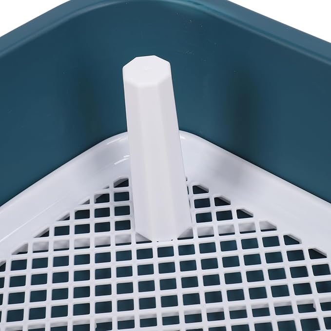 Fabater Dog Potty Toilet Training Tray, Portable Multifunctional Mesh Puppy Training Toilet Pad Holder with Bafflel for Small Dogs Puppies (Peacock Blue)-PurrikoPets