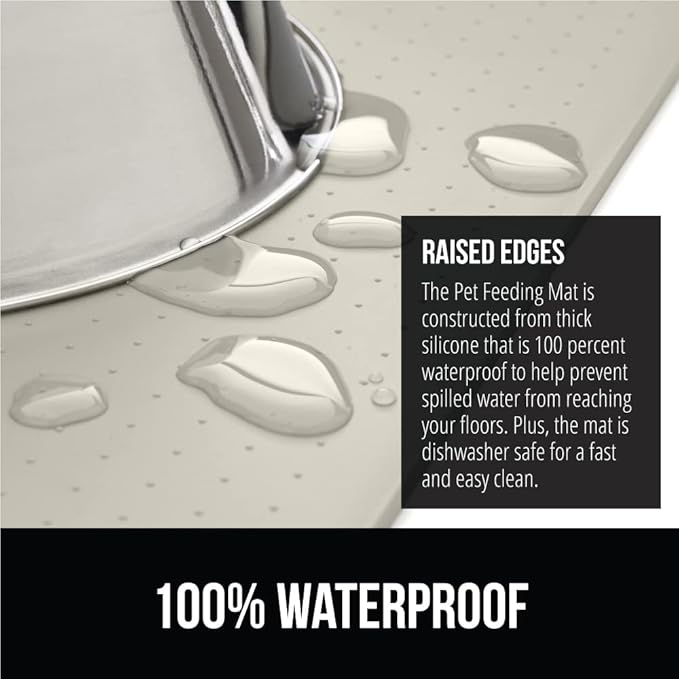 GORILLA GRIP 100% Waterproof Raised Edge BPA Free Silicone Pet Feeding Mat, Dog Cat Food Mats Contain Spills Protects Floors, Placemats for Cats and Dogs Water Bowl, Pets Accessories 23x15 Cream-PurrikoPets