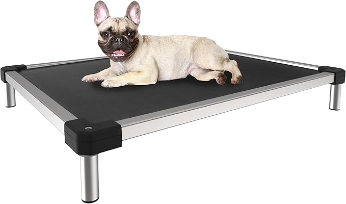 FXW TitanNest Chew-Proof Elevated Dog Bed, Raised Cot for Indoor/Outdoor/Camping Use, Durable & Waterproof Cooling Pet Bed for Extra-Small Dogs, 29.0" L x 18.0" W x 4.5" H, Black-PurrikoPets
