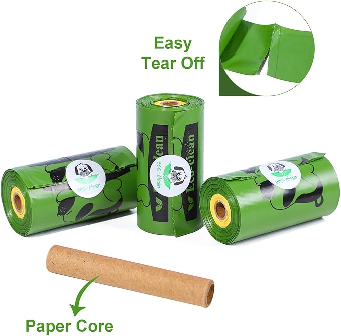 ECO-CLEAN Dog Poop Bags with 3 Bags Left Indicator - 360 Count Extra Thick and Leak Proof Pet Waste Bags with 1 dispenser, Unscented-PurrikoPets