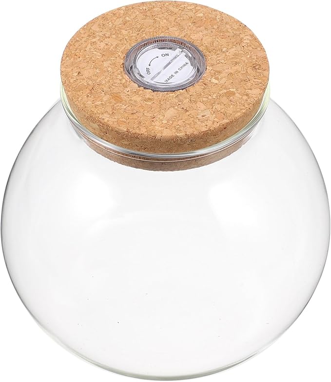 Fish Bowl with LED Light - Small Betta Fish Tank with LED Lighting and Lid Glass Fish Bowl Small Aquarium Glass Terrarium Container Bottle for DIY Landscape, Home Decor-PurrikoPets