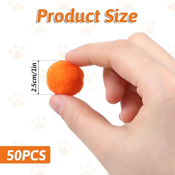 50PCS 1 Inch Cat Toys Balls Kitten Cat Pom Pom Balls Soft Cat Puff Ball Toys Rolling Interactive Cat Toy Ball Cat Nip Balls Fuzzy Balls for Cats Creative Crafts Decorations Assorted Color-PurrikoPets