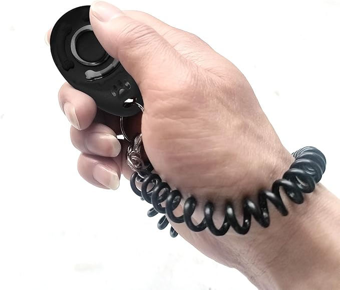 Dog Training Clicker with Wrist Strap Durable Lightweight Easy to Use,Pet Training Clicker for Cats Puppy Birds Horses,Perfect for Behavioral Training 3-Pack (Black,White and Water Lake Blue) (3)-PurrikoPets