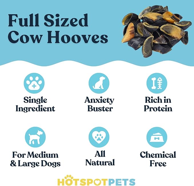 Full-Size Cow Hooves for Dogs | All-Natural Long Lasting Dog Chews | Made from Grass Fed Cattle | Tasty Treat for Oral Hygiene | Fantastic Alternative for Rawhide and Bully Sticks (100 Count)-PurrikoPets