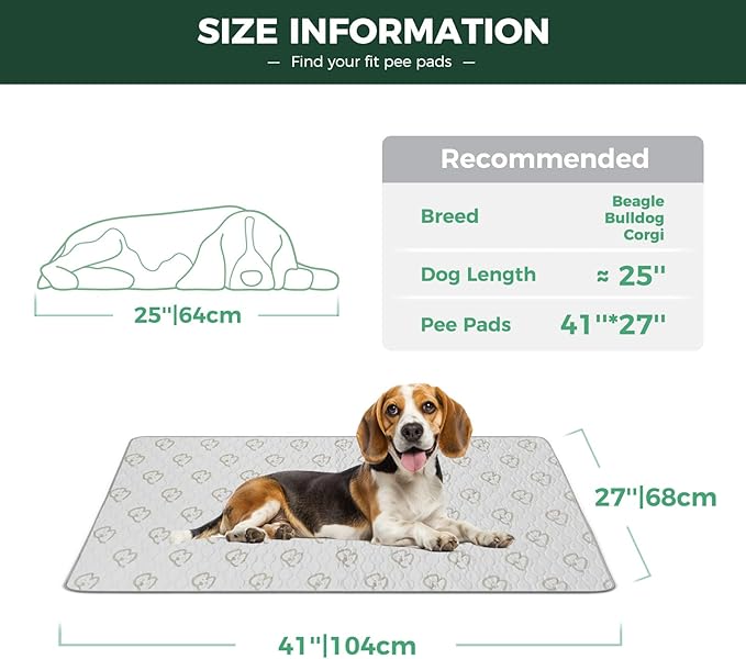 FXW Washable Pee Pads for Dogs, Puppy Pads with Super Absorbent, Specifically Designed for 42inch Cages, Rectangle, 41" x 27", 2 Packs-PurrikoPets