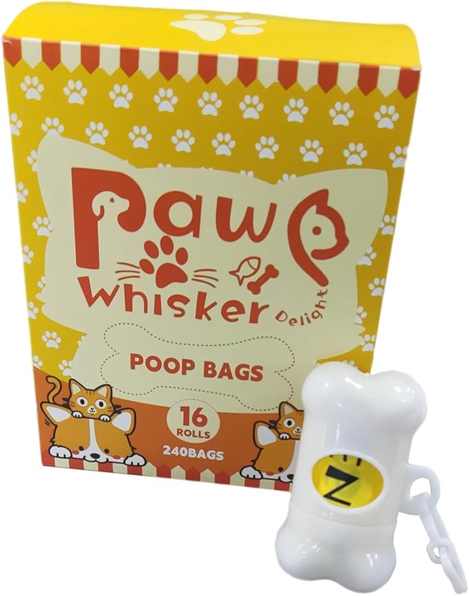 Dog Poop Bag, Biodegradable, Waste Bags with Dispensers, Guaranteed Leak Proof and Extra Thick, Certified Home Compostable, Plant-Based Dog Waste Bags, Eco-Friendly, 240 counts 16 rolls (Yellow, 16)-PurrikoPets