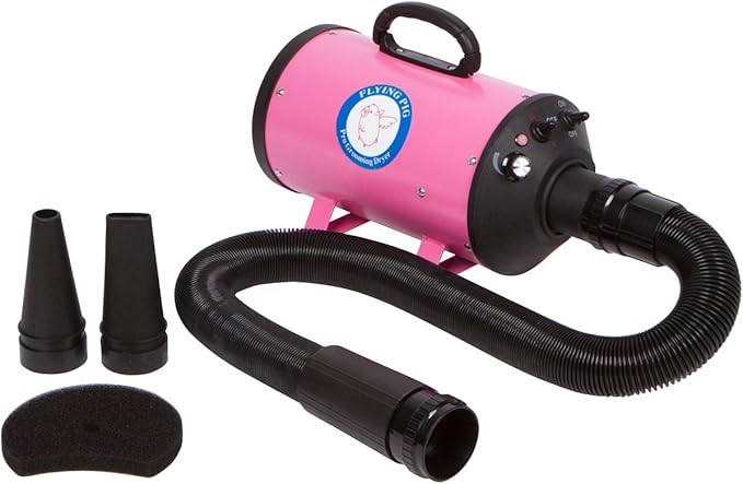 Flying Pig High Velocity Dog Pet Grooming Dryer w/Heater (Model: Flying One, Pink)-PurrikoPets