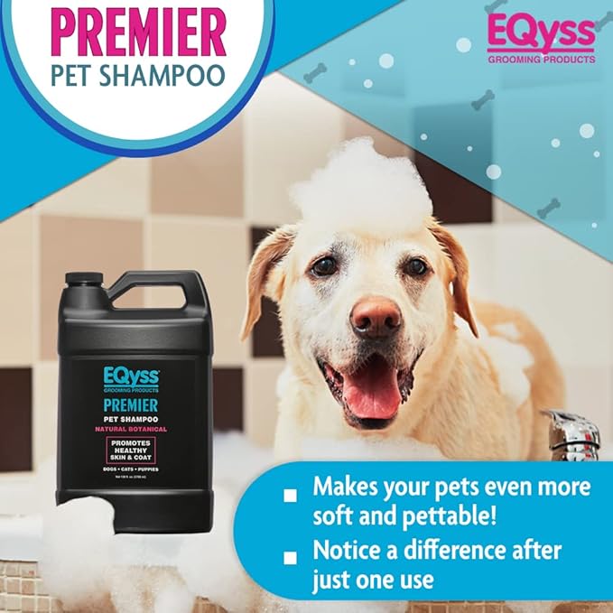 EQyss Premier Pet Shampoo - Cleanses & Moisturizes Coat, Adds Volume, Intensifies Colors, Residue-free Finish - for all Dogs, Cats, Puppies (128 oz)-PurrikoPets