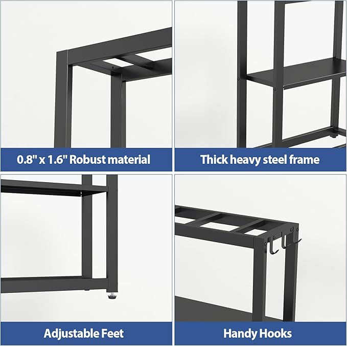 10-20 Gallon Fish Tank Stand with Storage Shelf, Aquarium Stand Measuring 24.8" W x 9.5" D x 30.1" H with Hooks,Heavy Duty Metal Turtle Reptile Tank Stand, Easy Assemble-PurrikoPets