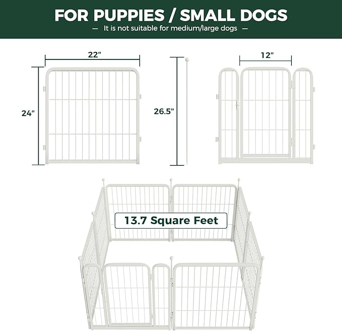 FXW Rollick Unleashed Dog Playpen for Indoor, Yard, RV Camping, 24 inch 16 Panels for Small and Puppy Dogs, White│Patented-PurrikoPets
