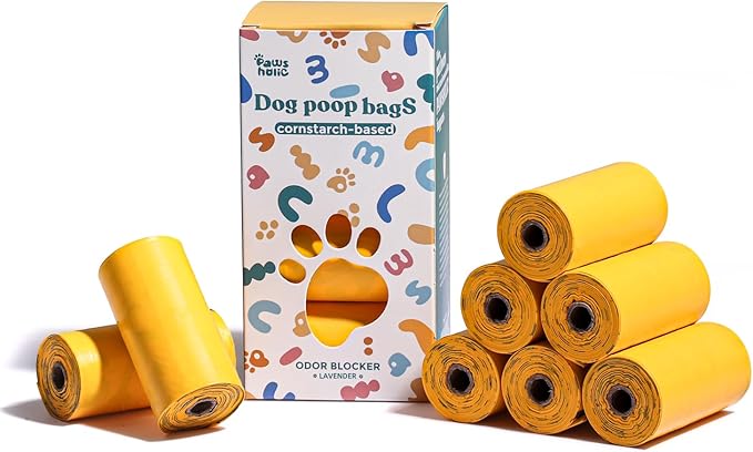 Dog Poop Bags Rolls Cornstarch Based Thickened&100% Leak Proof Dog Waste Bags -120 Count 8 Rolls - Doggie Poop Bag for puppy and Big Dogs(Lavender)-PurrikoPets