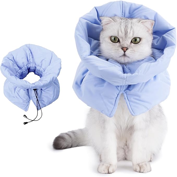 Adjustable Cat Recovery Cone Collar, Lightweight Soft Cat E-Collar Alternative After Spay, Waterproof Comfy Collars to Stop Licking Wound After Surgery, Protective Cone for Kittens/Puppies-PurrikoPets