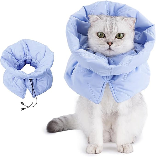 Adjustable Cat Recovery Cone Collar, Lightweight Soft Cat E-Collar Alternative After Spay, Waterproof Comfy Collars to Stop Licking Wound After Surgery, Protective Cone for Kittens/Puppies-PurrikoPets