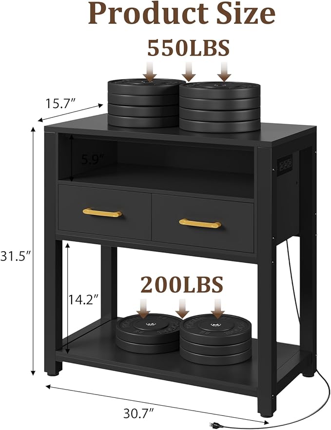 20-29 Gallon Aquarium Stand with Stable Metal Frame & Power Outlet, Heavy-Duty Fish Tank Stand with Waterproof Mat, 550LBS Capacity Storage Cabinet, Black-PurrikoPets