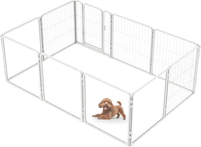 FXW Homeplus Unleashed Indoor Dog Playpen - Stress-Free and Safe Play, Heavy Duty 24 Inch 5 Acrylic Panels + 5 Wire Panels Dog Pen for Puppy and Small Dogs, White│Patented-PurrikoPets