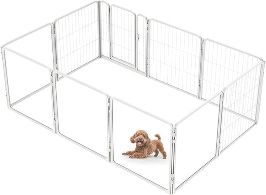 FXW Homeplus Unleashed Indoor Dog Playpen - Stress-Free and Safe Play, Heavy Duty 24 Inch 5 Acrylic Panels + 5 Wire Panels Dog Pen for Puppy and Small Dogs, White│Patented-PurrikoPets