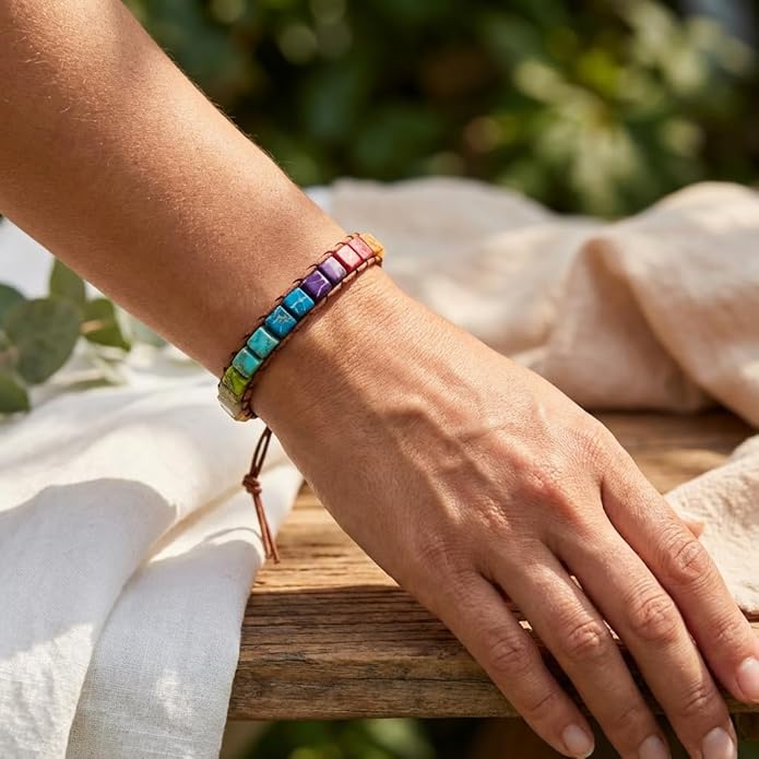 YGLINE Boho Handmade Wrap Leather Tube Crystal Stone Bracelet for Women