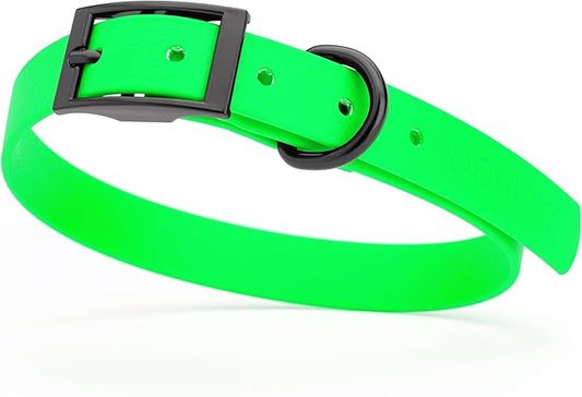 Dogline Biothane Waterproof Dog Collar Strong Coated Nylon Webbing with Black Hardware Odor- Proof for Easy Care Easy to Clean High Performance Fits Small Medium or Large Dogs, Tropical Green-PurrikoPets
