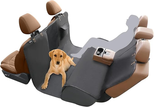 Full-Coverage Dog Seat Cover for Back Seat, 600D Ripstop Dog Hammock for Car,100% Waterproof CarSeat Protector, Suv Cargo Liner for Dogs, Armrest&Child Car Seat Accessible,Install Once,Stay Put-PurrikoPets