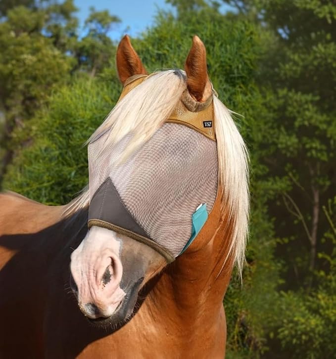 Fly Masks for Horses, 70% Uv-Block, Breathable Fly Mask for Equines, Durable, Comfortable Fit for All-Day Protection, Horse Size (Horse Fly Mask, Standard)-PurrikoPets