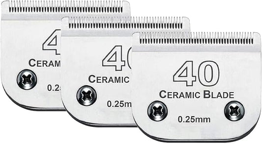 3PCS 40 Blades Dog Grooming Replacement Blades Compatible with Andis Dog Clipper,Ceramic Blade & Stainless Steel Blade-PurrikoPets