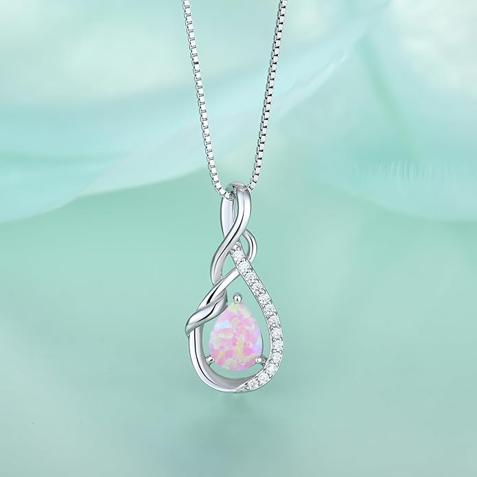 STARCHENIE Infinity Teardrop Pendant Necklace for Women 925 Sterling Silver Birthstone Jewelry