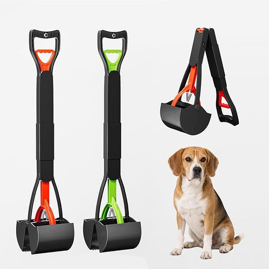 2 Pack 32 Inch Foldable Dog Pooper Scooper,Dog Poop Pick Up Tool for Large&Small Dogs,Sturdy & Light Weight,Easy to Carry and Clean-PurrikoPets