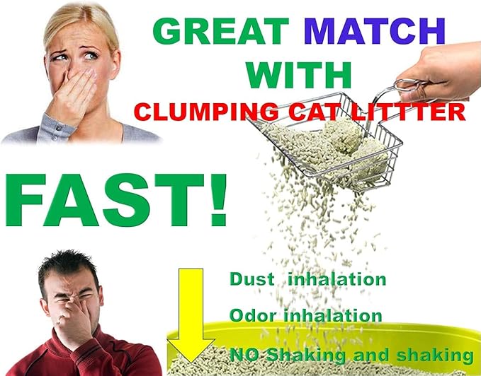 All Metal Litter Scoop, Solid Metal Sifter, Cat Litter Scoop Metal Jumbo, Cat Urine Scoop, Litter Scooper with Holder, Litter Scooper Holder, Jumbo Cat Litter Scoop Sifter Scooper Holder-PurrikoPets