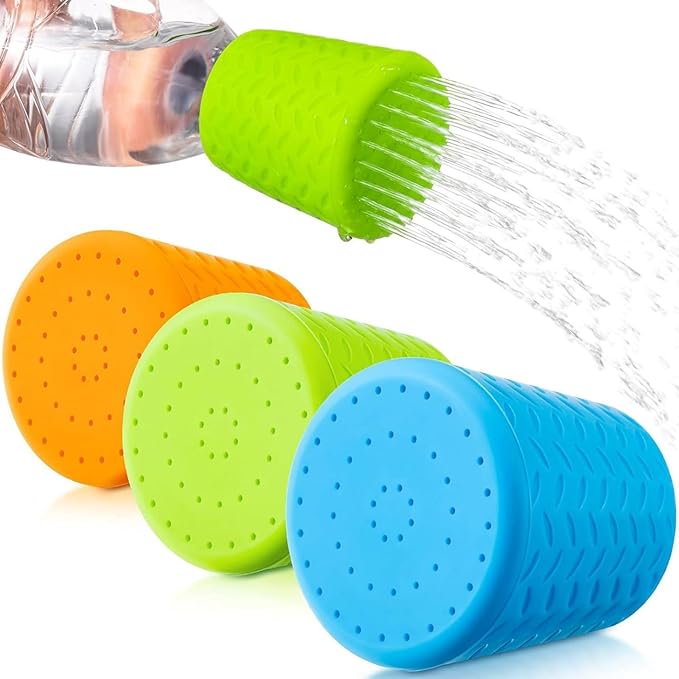 3 Piece Portable Outdoor Shower for Dogs Bottle Attachment Outdoor Sprayer Accessory for Most Plastic Water Bottles, Suitable for Bathing Pets During Outdoor Activities Camping.(Orange+Blue+Green)-PurrikoPets