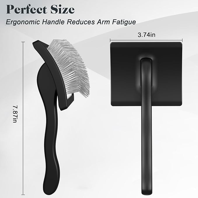 2PCS Slicker Brush for Dogs & Pet Comb,Professional Dog Grooming Brush (Goldendoodles,Poodles,Labradoodles) with Extra Long Pins to Effectively Remove Tangles, Knots and Mats (Black)-PurrikoPets