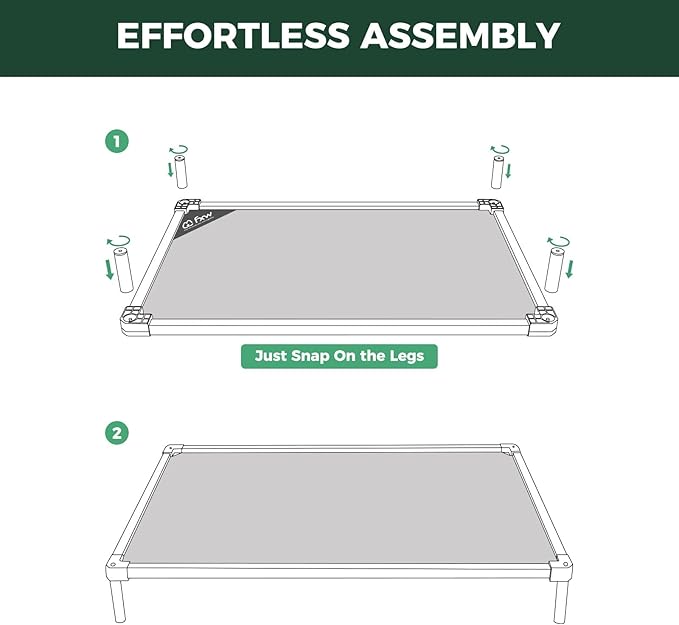 FXW TitanNest Chew-Proof Elevated Dog Bed, Raised Cot for Indoor/Outdoor/Camping Use, Durable & Waterproof Cooling Pet Bed for Extra-Small Dogs, 29.0" L x 18.0" W x 4.5" H, Black-PurrikoPets