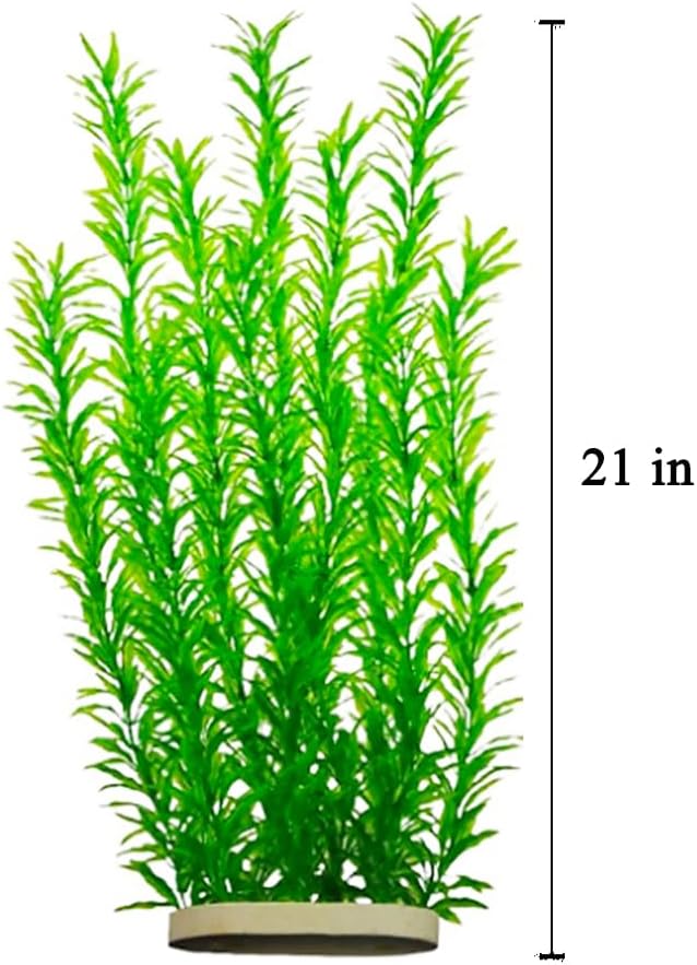 DSkoiph 2 pcs Aquarium Decor Plastic Plants Extra Large 21 Inches Artificial Fish Tank Plants Tall Fish Tank Decorations Artificial Green Water Plants (Green)-PurrikoPets