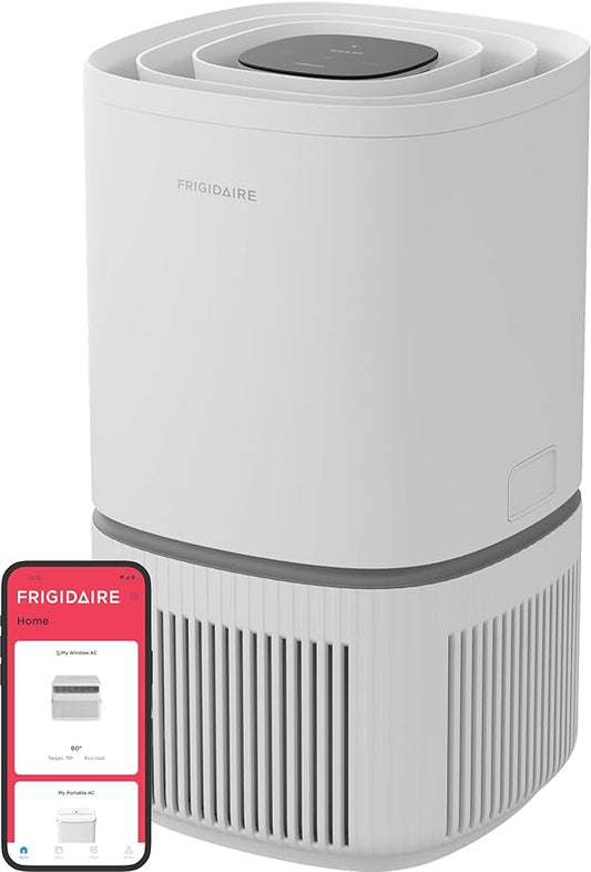 Frigidaire PureA300 HEPA Air Purifier with Wi-Fi for Small Bedrooms, Covers up to 850 Sq. Ft., 3-Stage Filtration, Energy Star Certification, Air Quality Monitoring, Smart Mode, Ultra Quiet, White-PurrikoPets