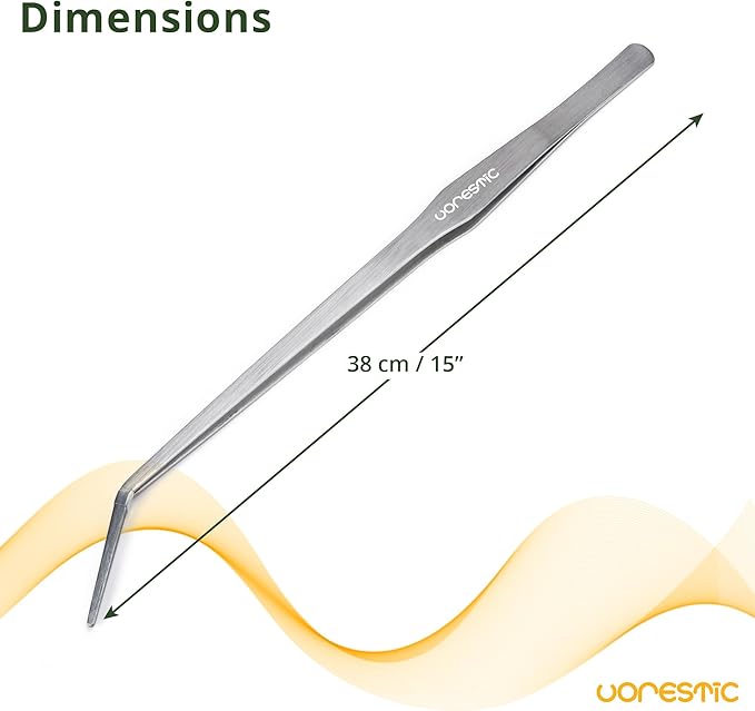 15 Inches Heavy Duty Reptile Feeding Tongs, Curved Aquarium Tweezers, Reptile Tongs, Fish Feeding Tongs, Reptile Feeding Tweezers, Long Tweezers for Aquarium and Terrarium-PurrikoPets