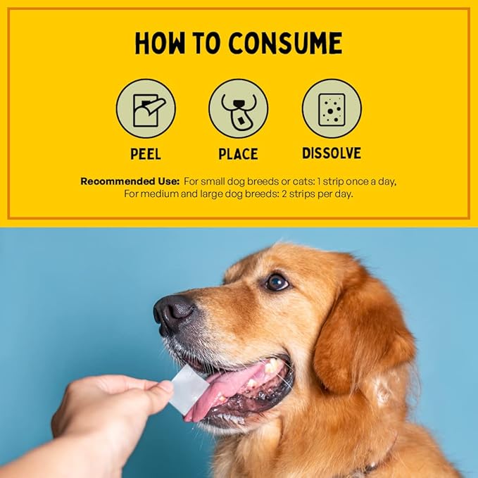 Fresh Breath Oral Strips for Dogs & Cats | Natural Spearmint & Thymol for Easy and Convenient, All-Natural Oral Care (30 Oral Dissolving Strips)-PurrikoPets