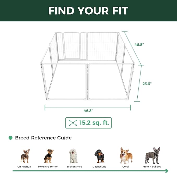 FXW Homeplus Unleashed Indoor Dog Playpen - Stress-Free and Safe Play, Heavy Duty 24 Inch 4 Acrylic Panels + 4 Wire Panels Dog Pen for Puppy and Small Dogs, White│Patented-PurrikoPets